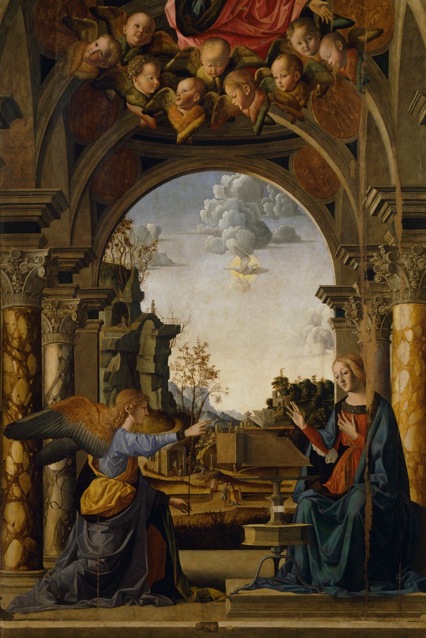 Annunciation, av Marco Palmezzano (1457-1539) av Marco Palmezzano