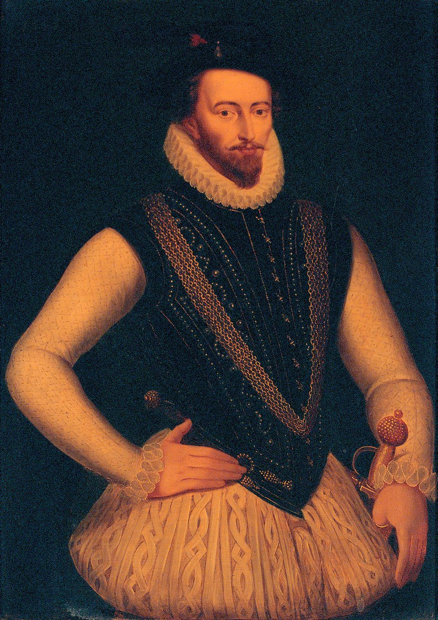 Porträtt av Sir Walter Raleigh, 1595 av Marcus Gheeraerts