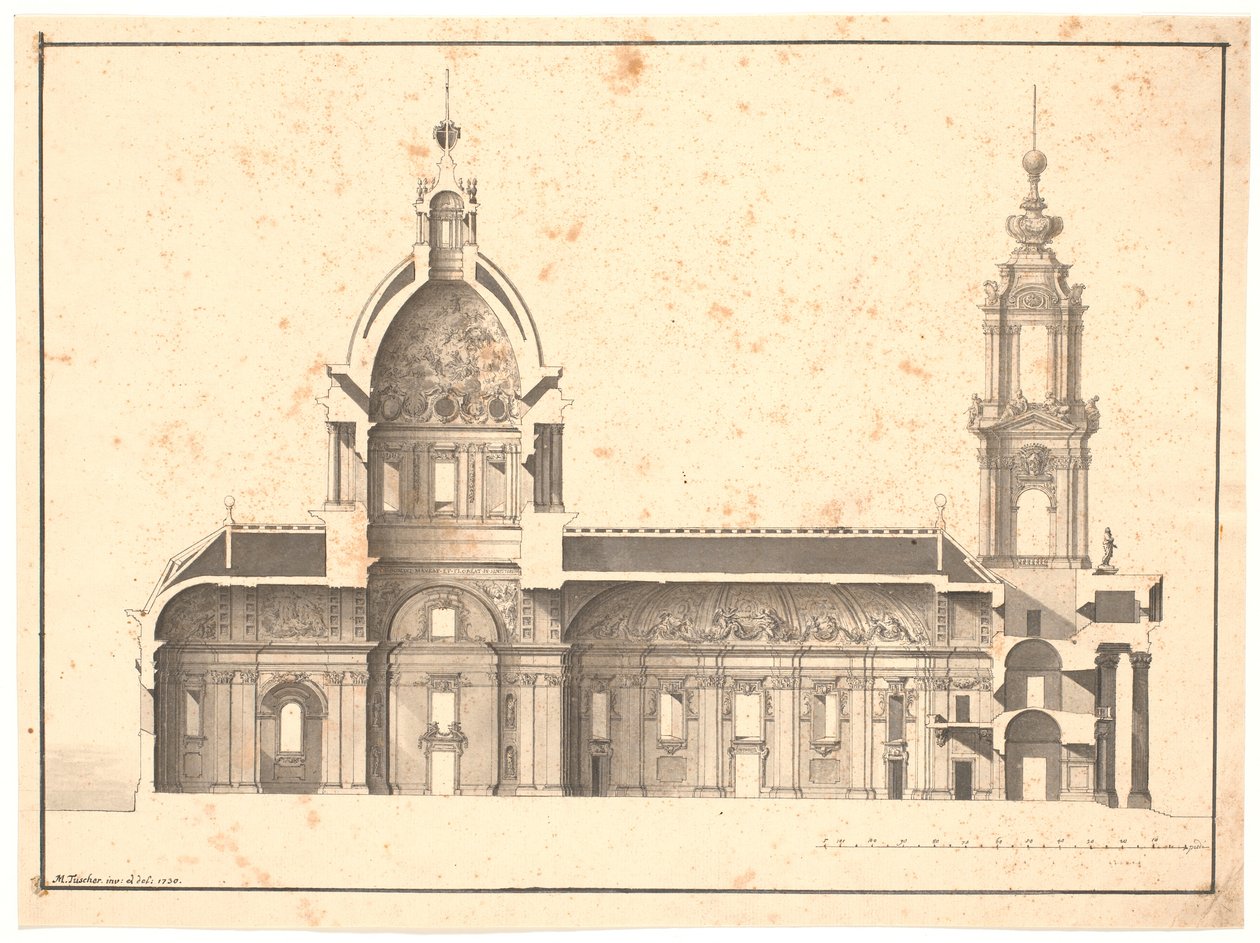 Längdsnitt genom samma kyrka av Marcus Tuscher