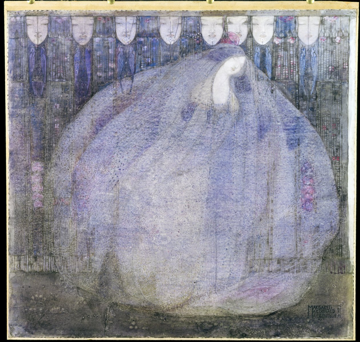 The Mysterious Garden, 1911 (wc & bläck över penna på veläng ombord) av Margaret MacDonald Mackintosh