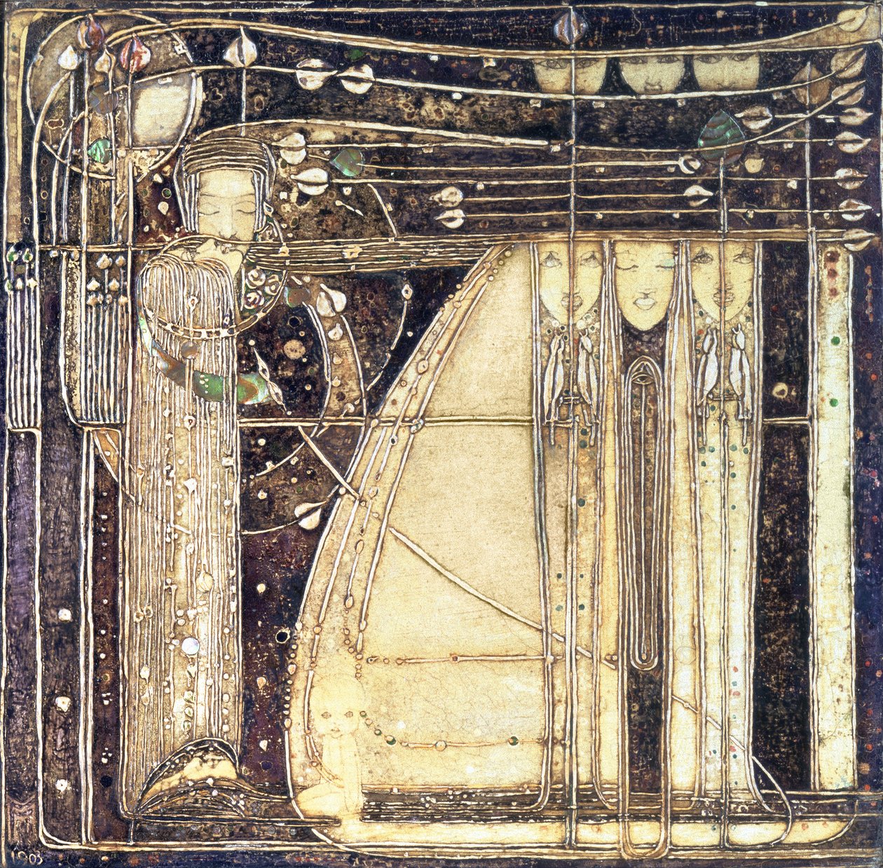 The Opera of the Wind, ca 1902 (inlagd gessopanel) av Margaret MacDonald Mackintosh