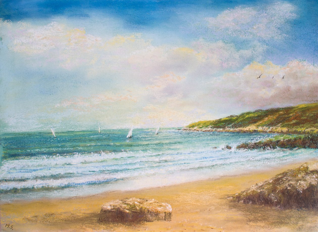 Devon Seascape, 2000 (pastell) av Margo Starkey