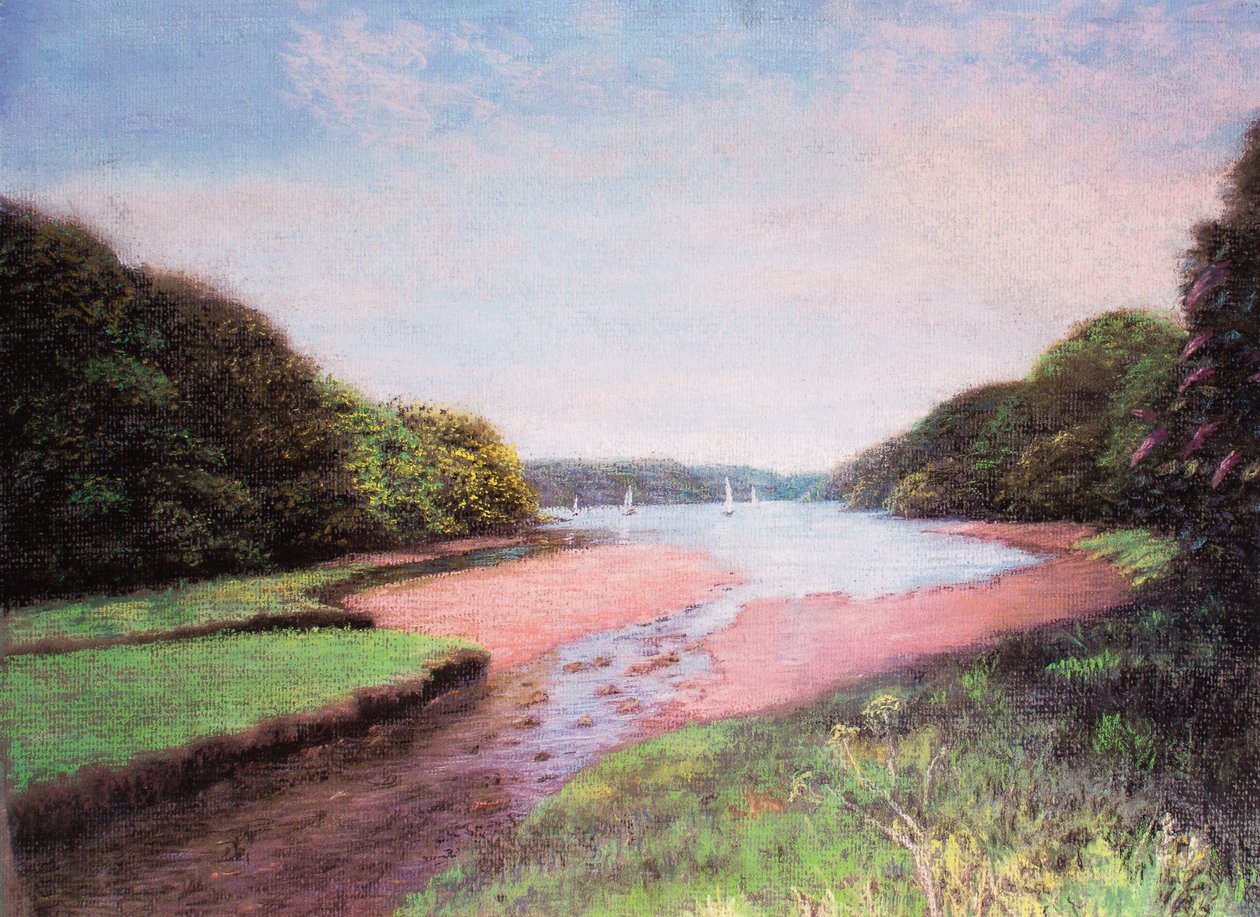 Dittisham, South Devon, 1997 (pastell) av Margo Starkey