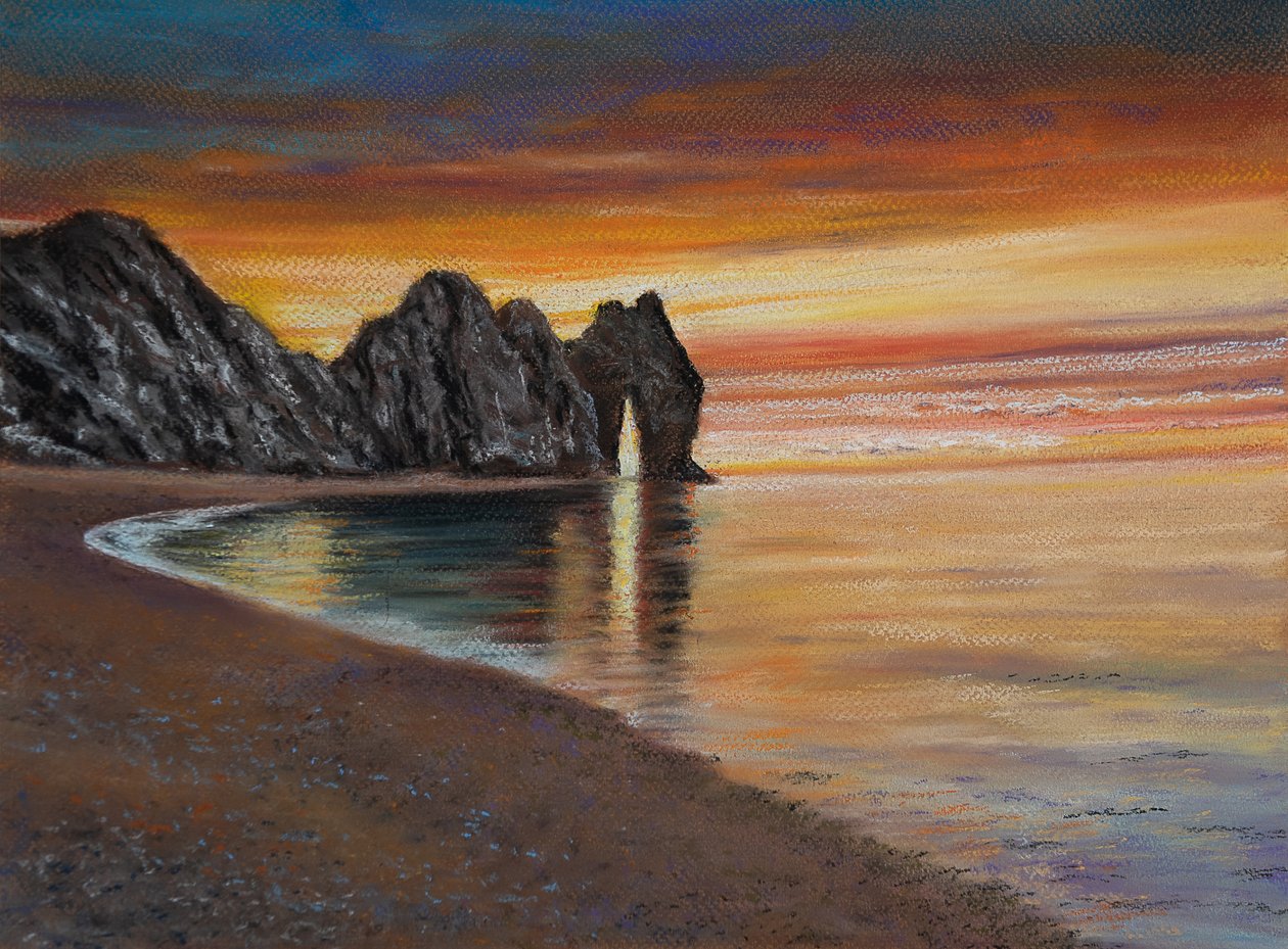 Durdle dörr. Dorset, 2020 (pastell) av Margo Starkey