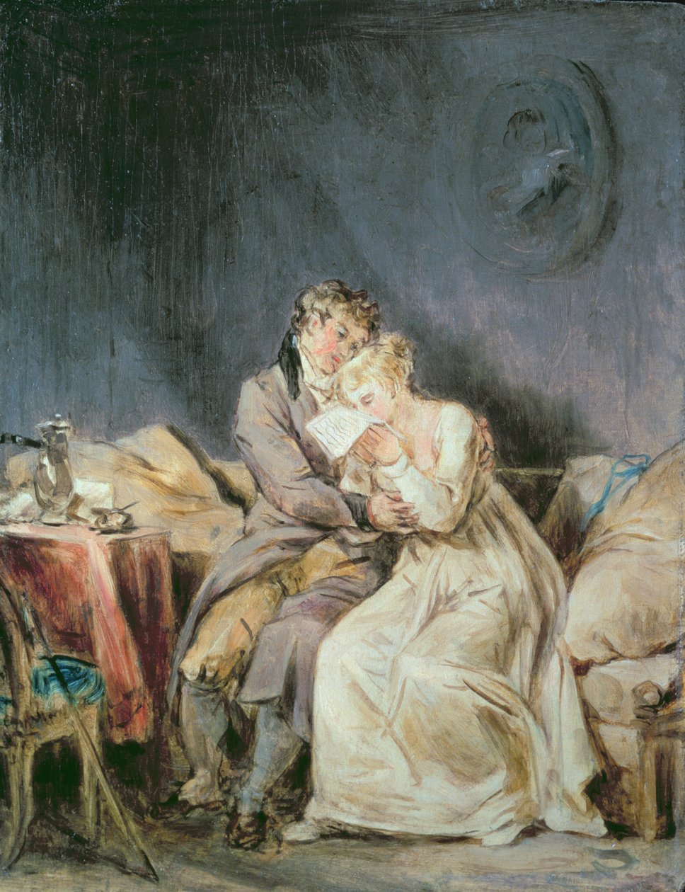 Läsa brevet (panel) av Marguerite Gerard