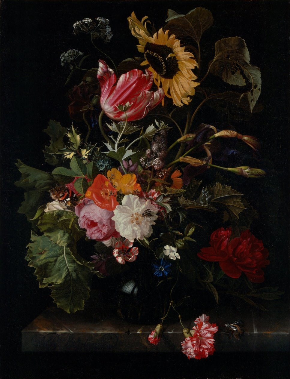 Bukett blommor i en vas av Maria van Oosterwijck