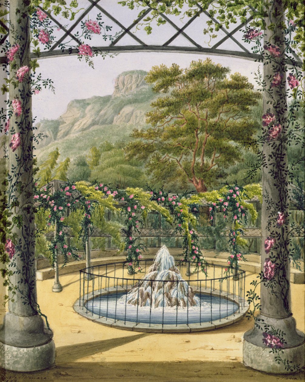 The Trellised Gardens at the Villa Gallo, 1824 (wc på papper) av Marianne DEsterhazy