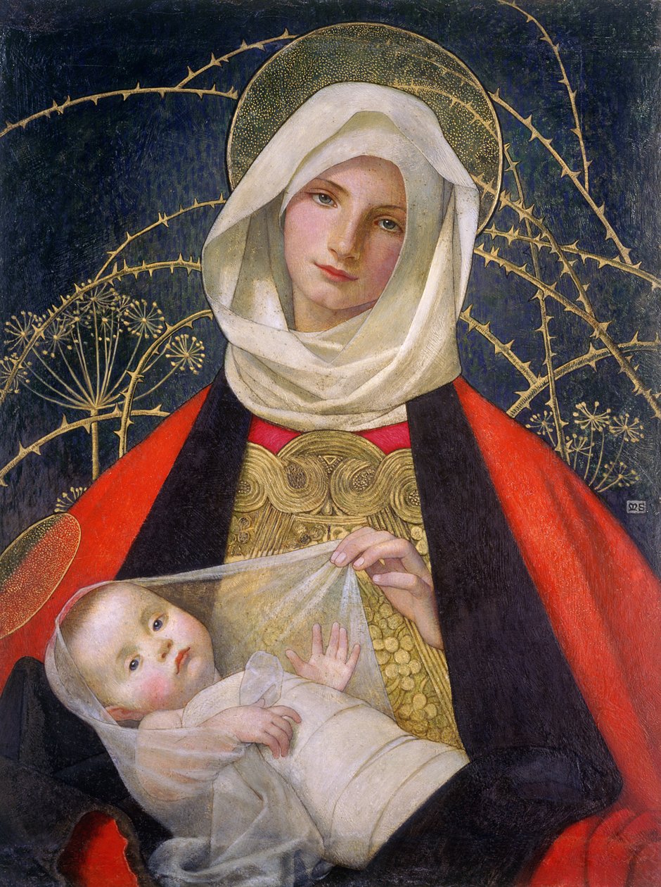 Madonna na Mtoto, 1907-08 ( tempera kwenye jopo) walipigwa av Marianne Stokes