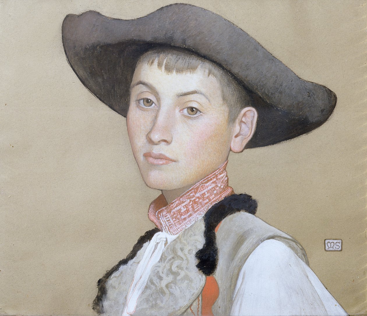 En ung slovak (kroppsfärg på papper) av Marianne Stokes