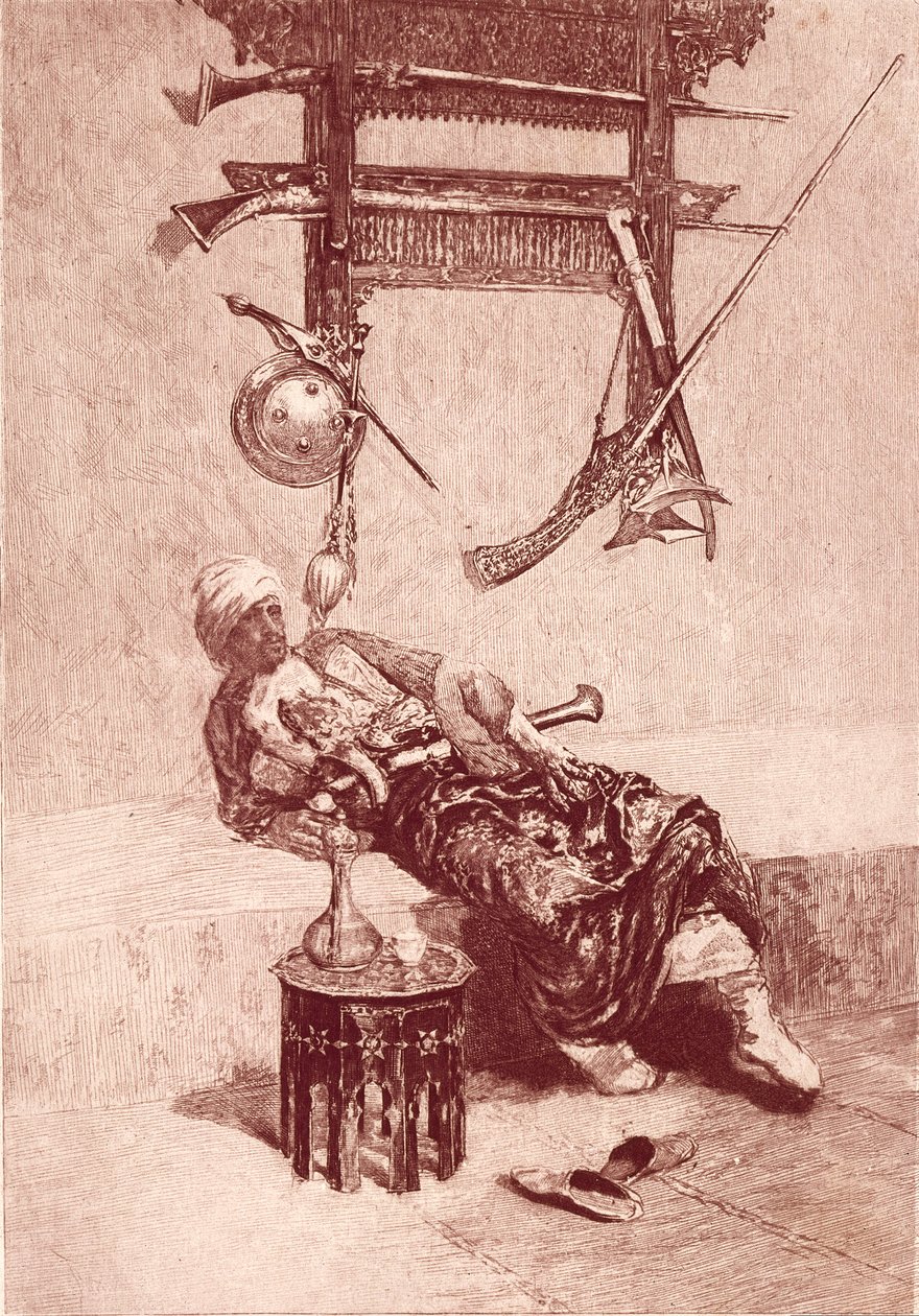 Moor of Tangier (gravyr) av Mariano (after) Fortuny