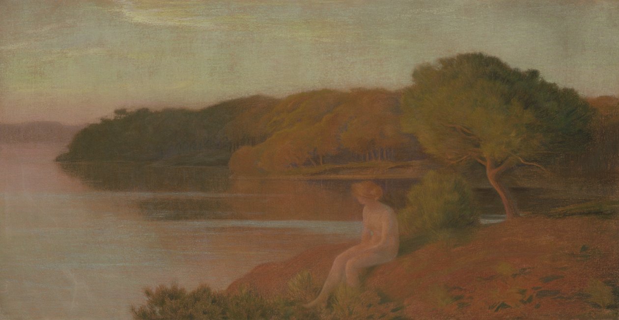 Badare vid vattnet, ca 1895 (pastell på duk) av Marie Auguste Emile Rene Menard