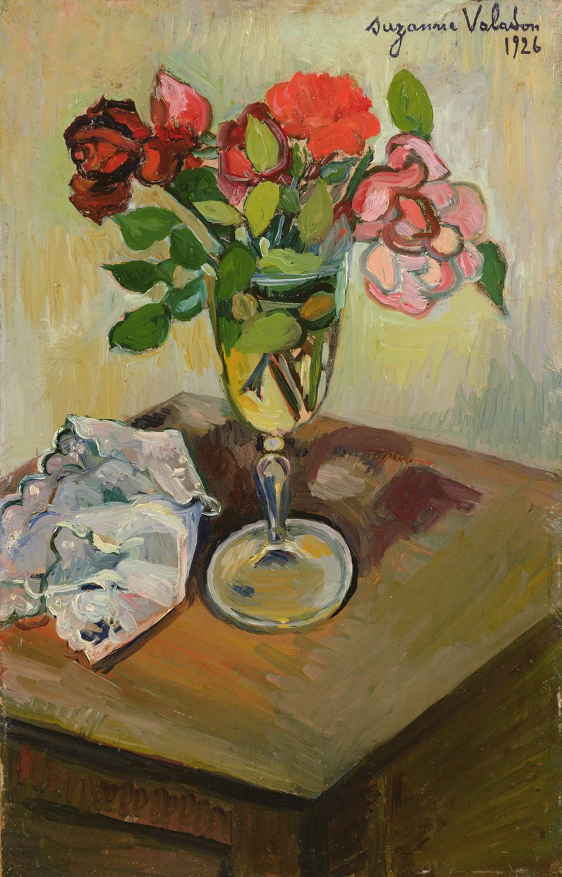 Rosor i ett glas, 1926 av Marie Clementine (Suzanne) Valadon