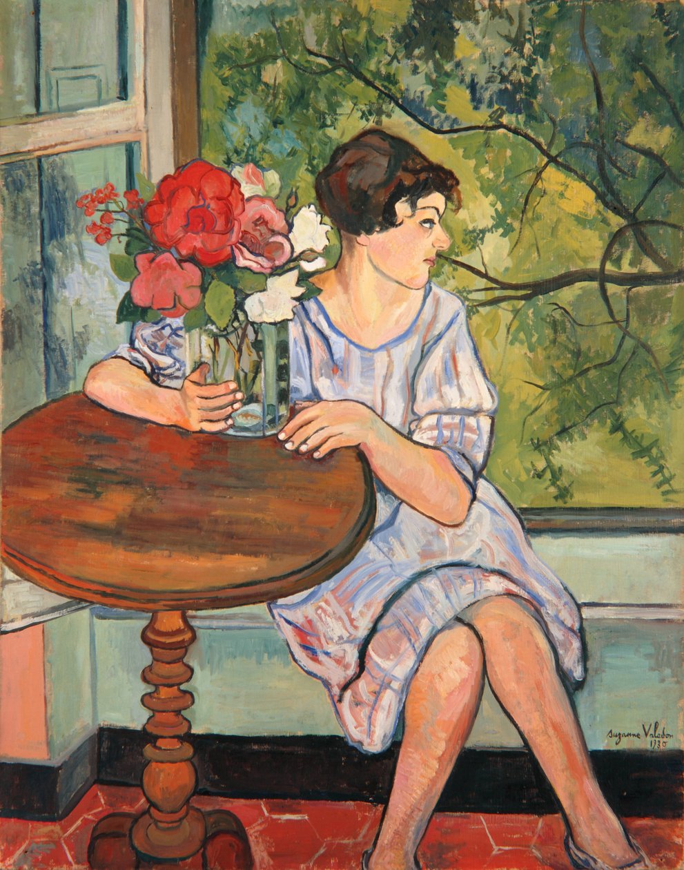 Ung flicka framför ett fönster, 1930 av Marie Clementine (Suzanne) Valadon