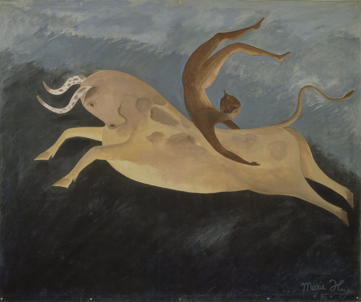 Bull with the Cretan Dancer, 1987 (akryl på duk) av Marie Hugo