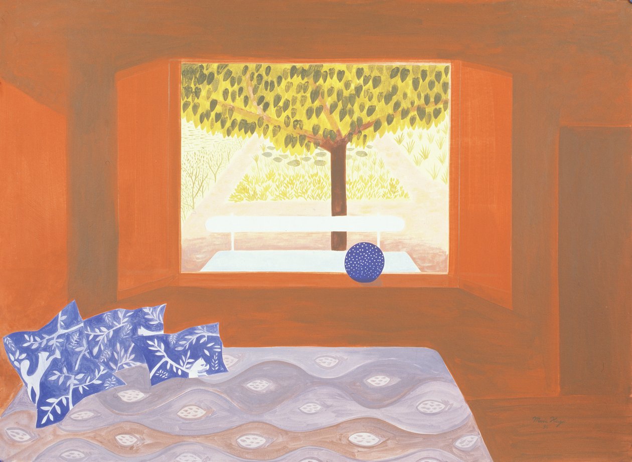 The Studio Window, 1987 (akryl ombord) av Marie Hugo
