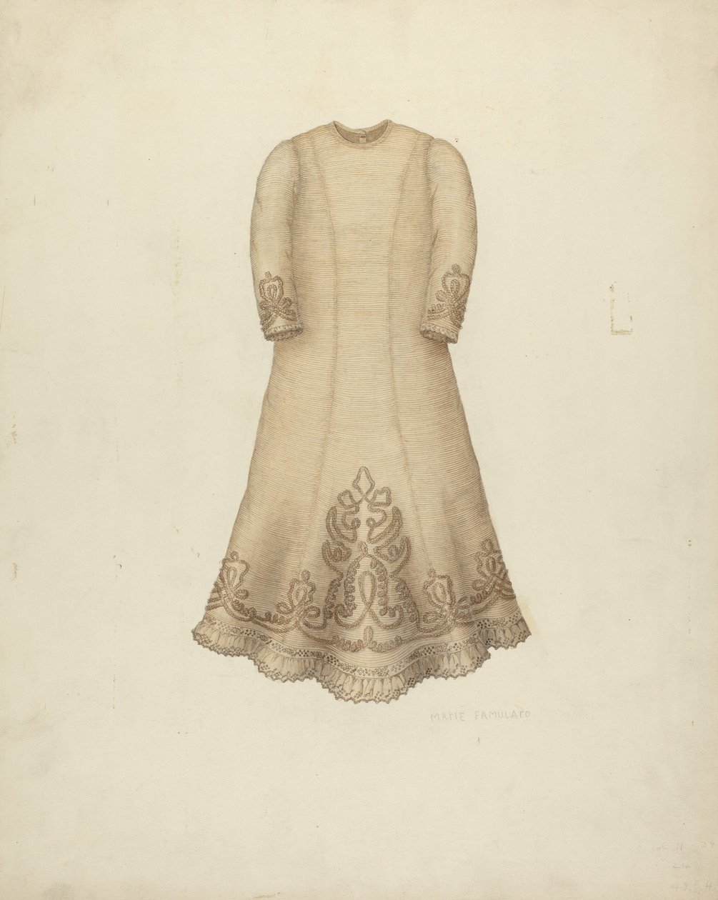 Spädbarnsklänning, ca. 1938. av Marie Famularo