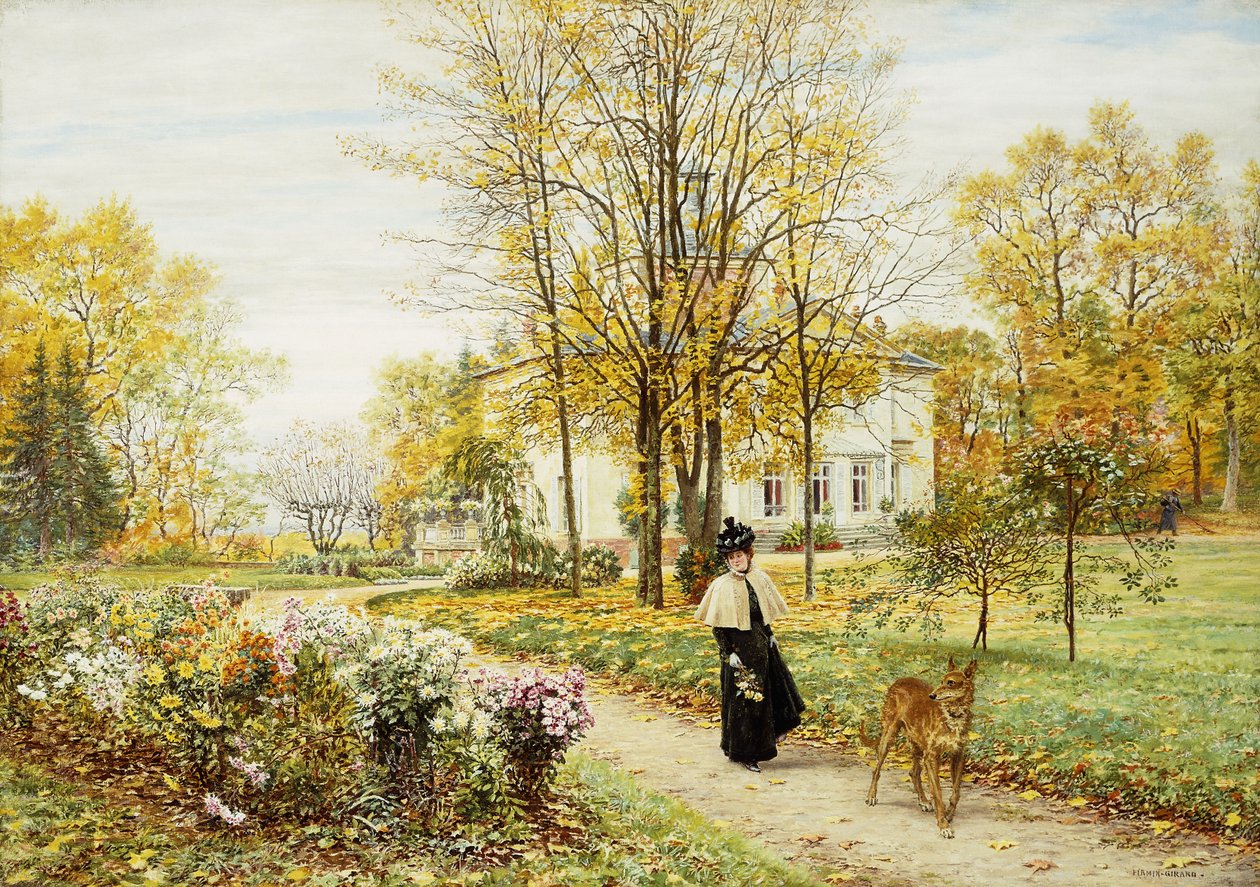 Promenade på en höstdag, av Marie Francois Firmin Girard