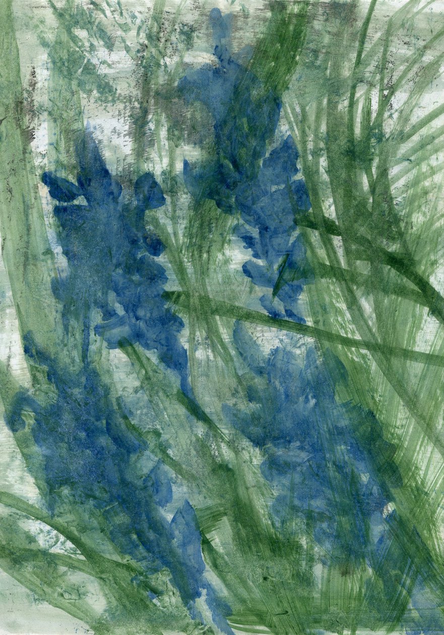 Blå blommor, 2022 (olja på papper) av Marina Falco