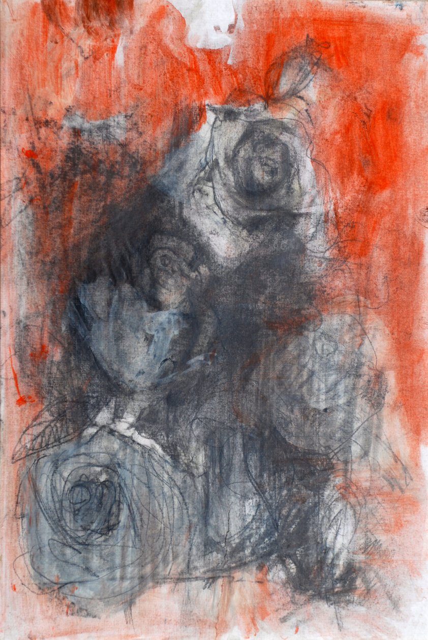 Roses, 2022 (olja och kol på papper) av Marina Falco