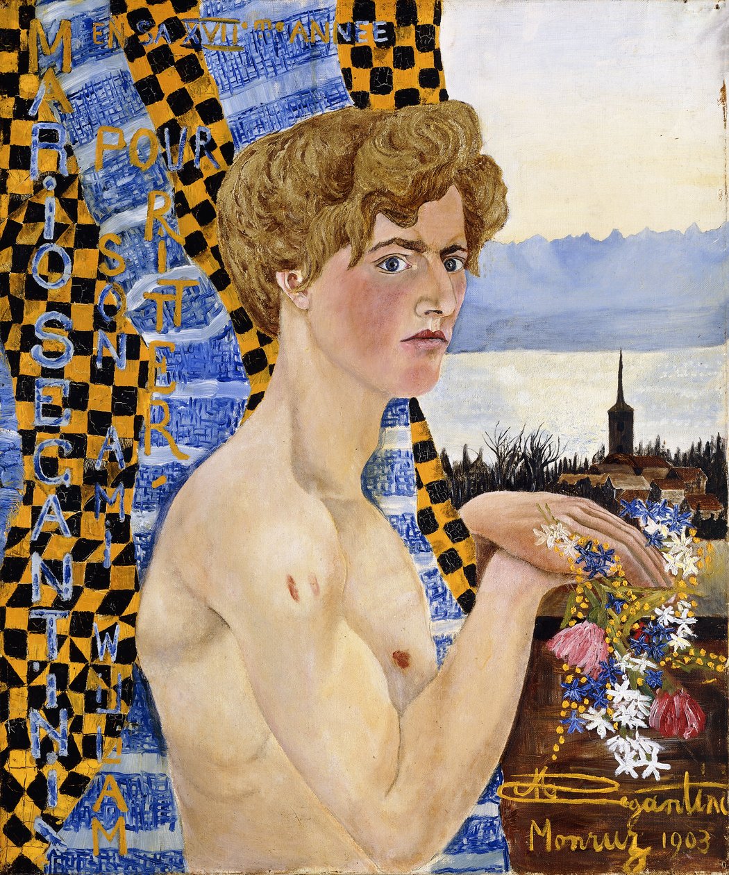 Självporträtt, 1903 av Mario Segantini