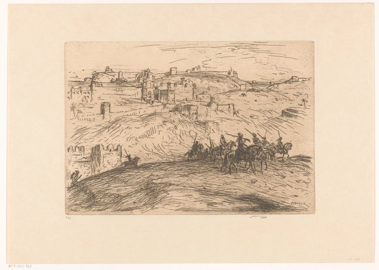 Ryttare på en kulle av Marius Bauer (signed by artist)