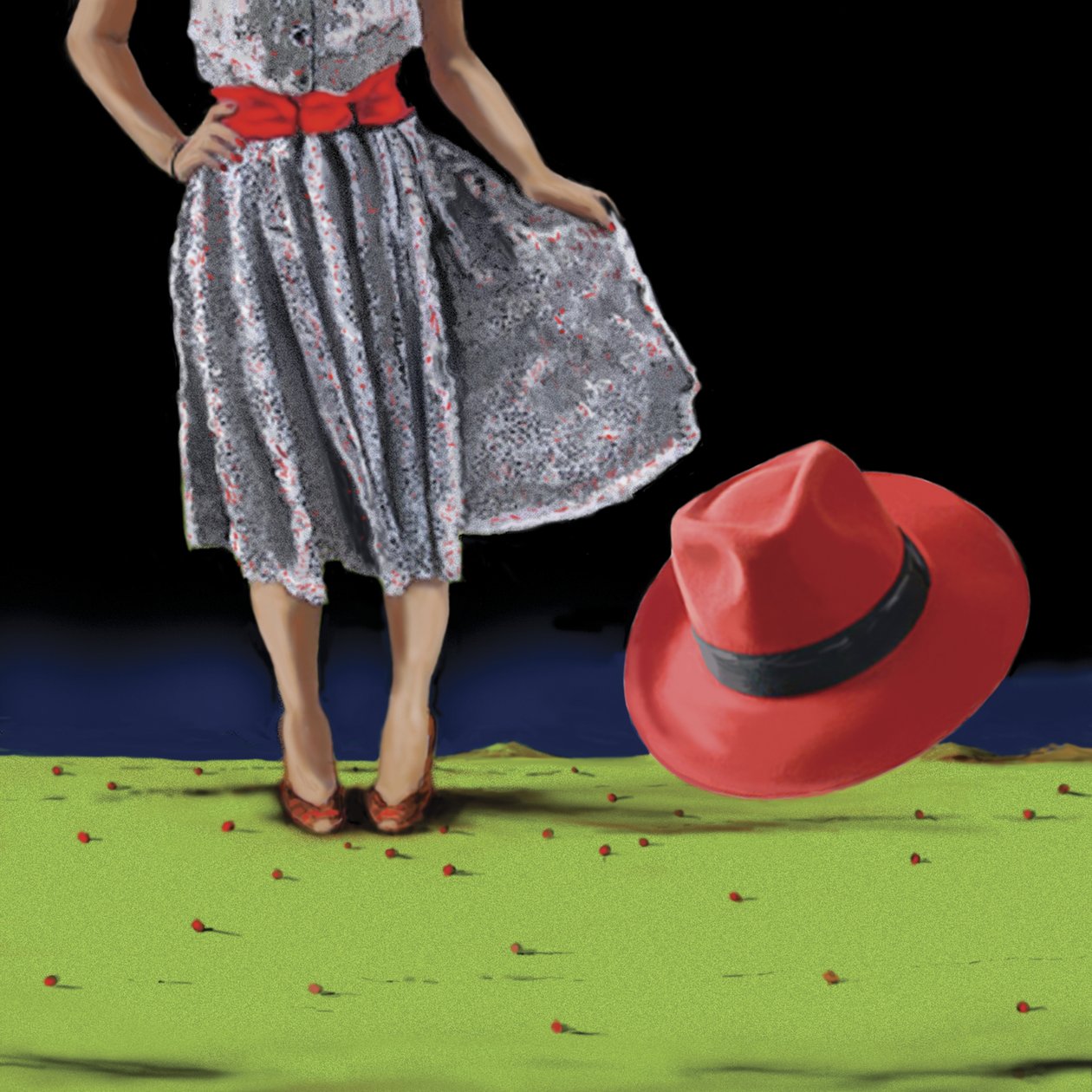 The Red Hat, 2008 (akryl på duk) av Marjorie Weiss