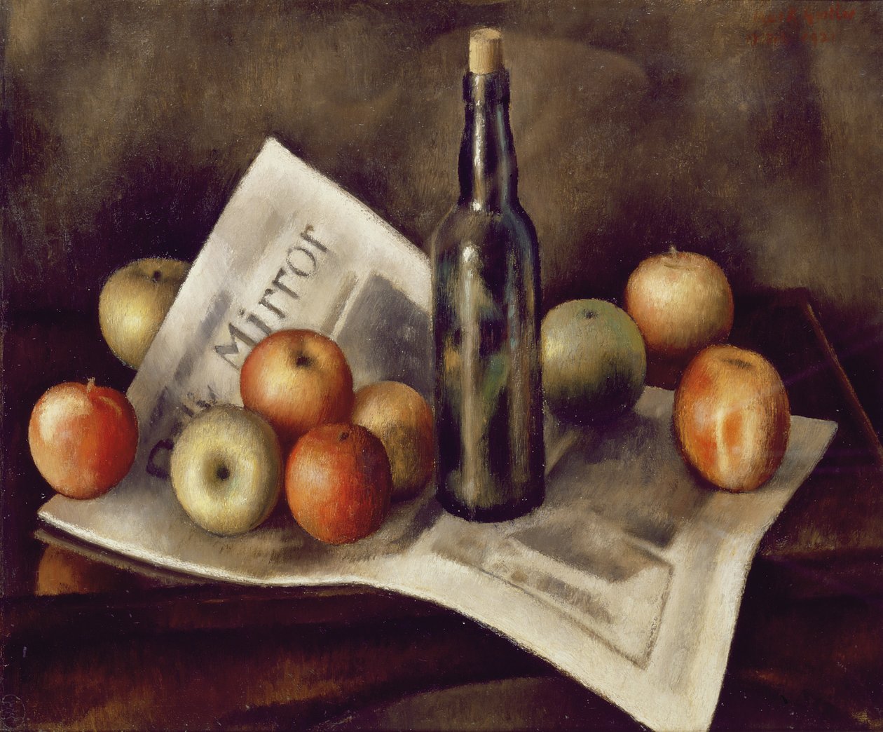 Stilleben med äpplen, 1921 av Mark Gertler
