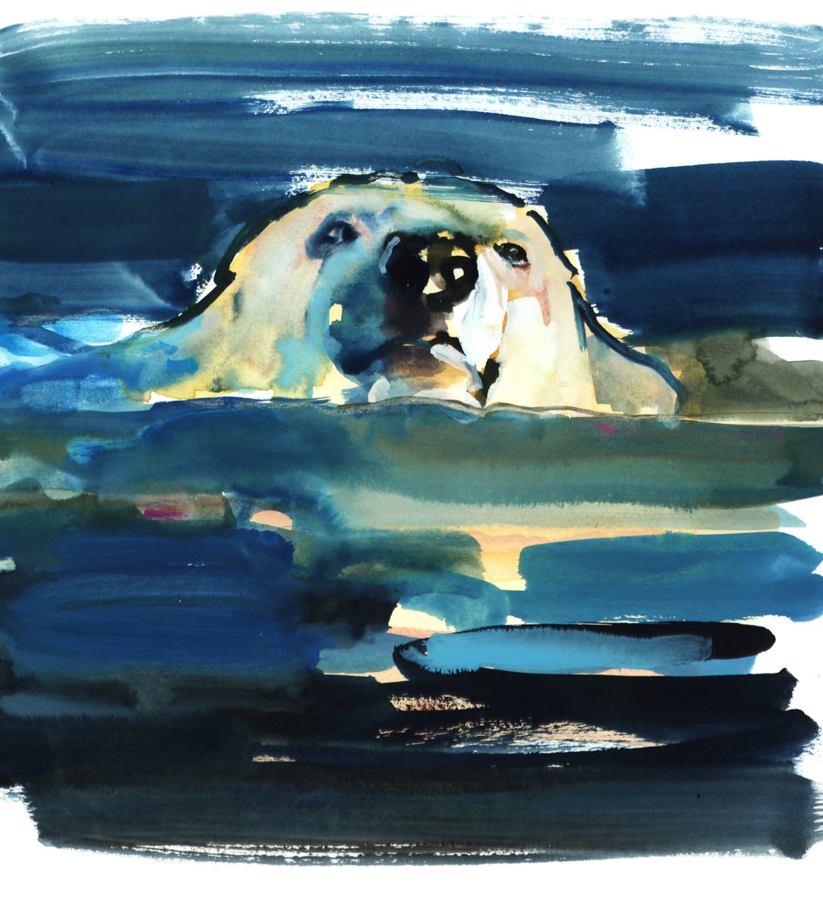 Arctic Swim, 2016, (akvarell på papper) av Mark Adlington