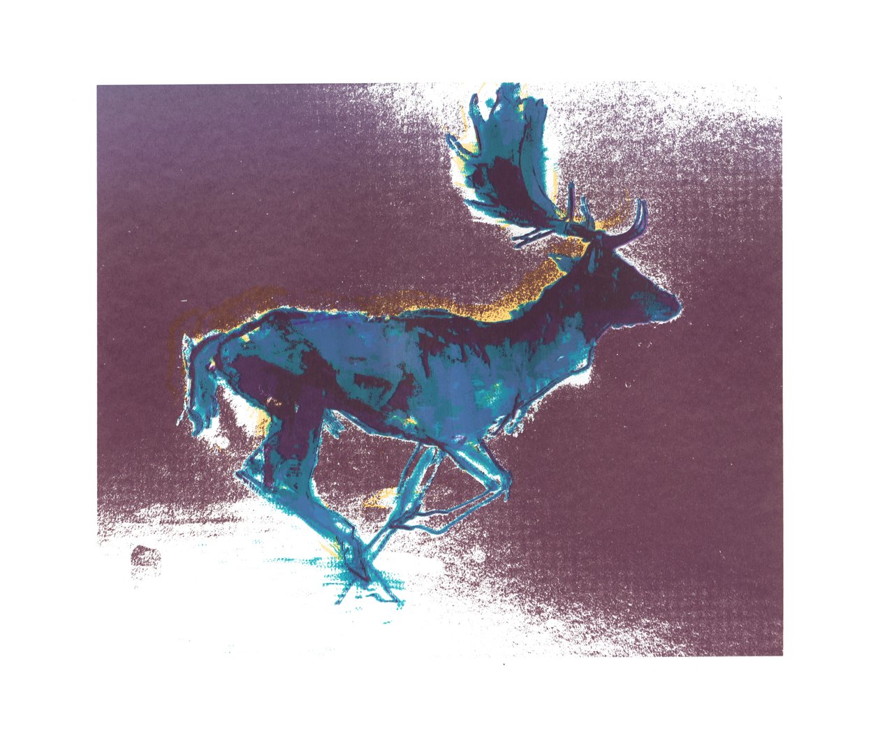 Fallow Buck (blågul skugga), 2015, (screentryck) av Mark Adlington