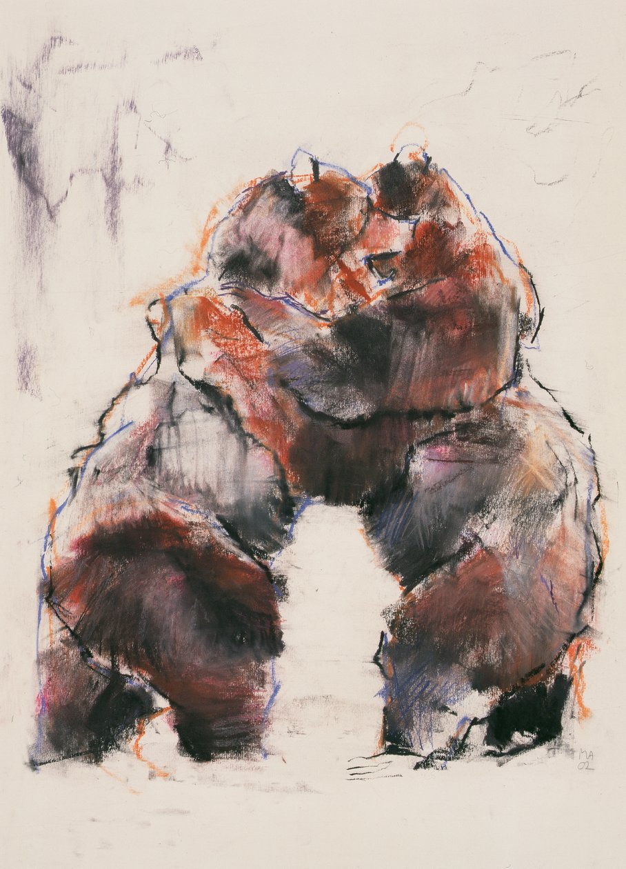 Wrestle (charcoal und conte på papper) av Mark Adlington