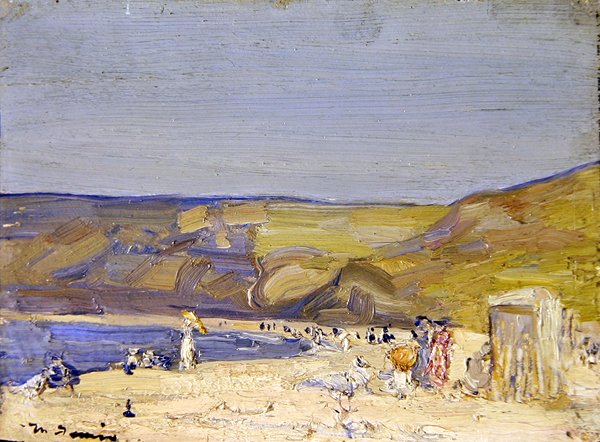 Runswick Bay (olja på panel) av Mark Senior