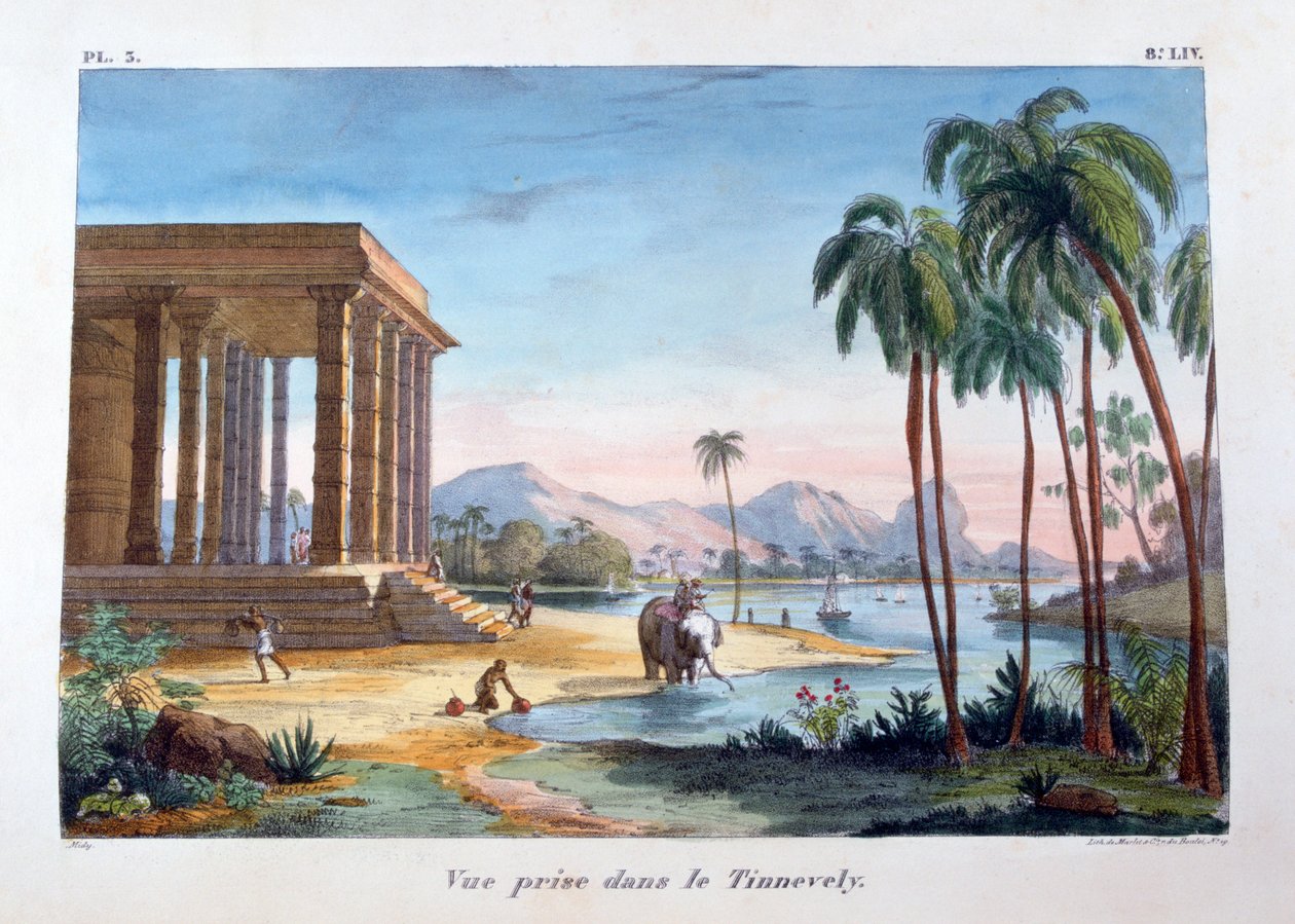 En utsikt över Tinnevelly, Indien, 1828 av Marlet et Cie