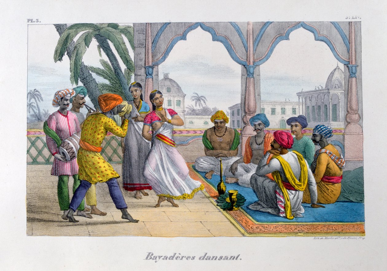 Bayadères dansar, 1828 av Marlet et Cie