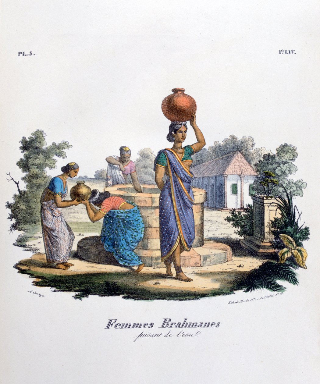 Brahminkvinna som samlar vatten, 1828 av Marlet et Cie