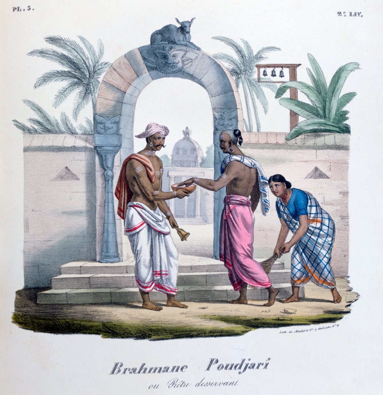 Utanför ett tempel, Indien, 1828 av Marlet et Cie