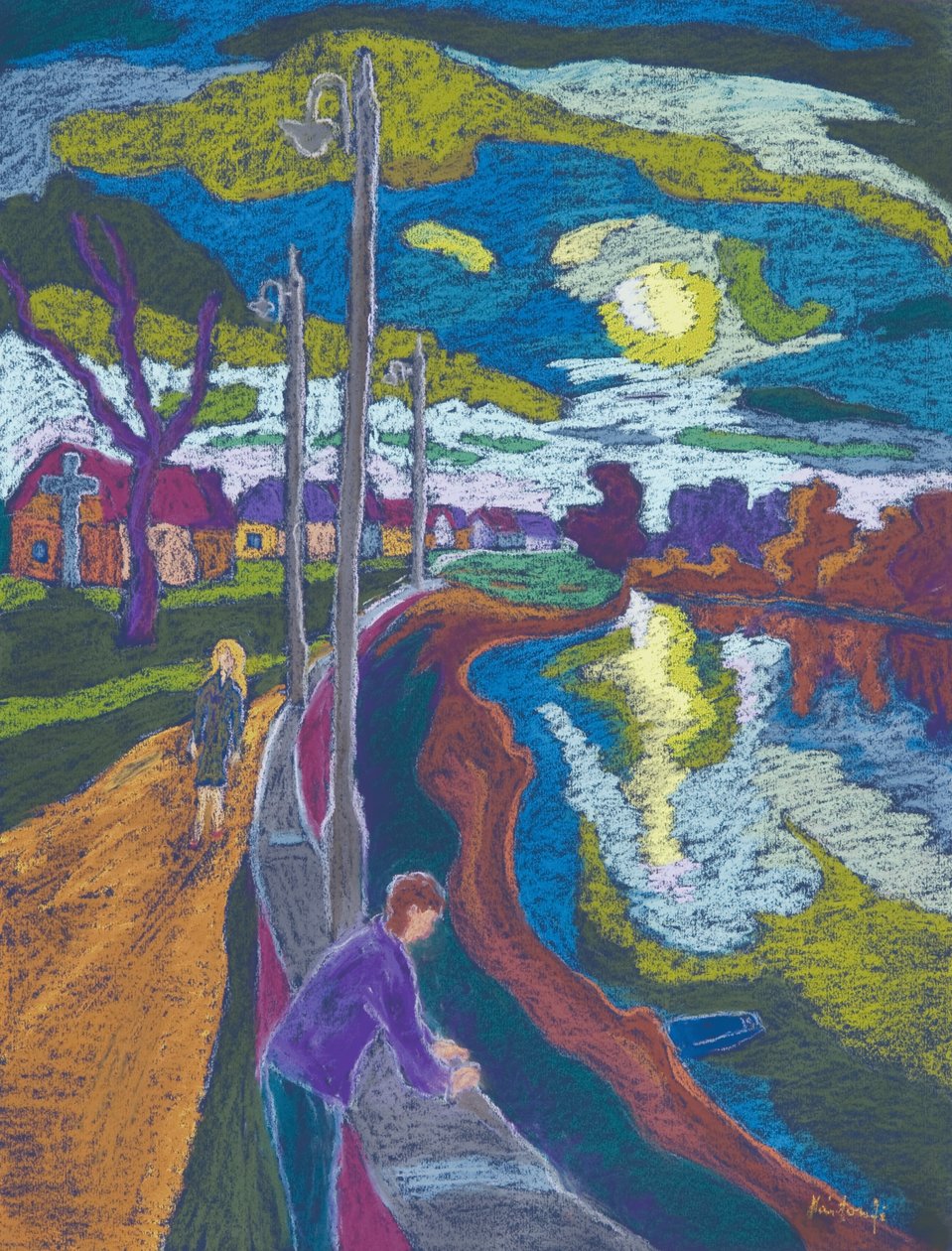 Encounter by Setting Sun, 2008 (pastell på papper) av Marta Martonfi Benke