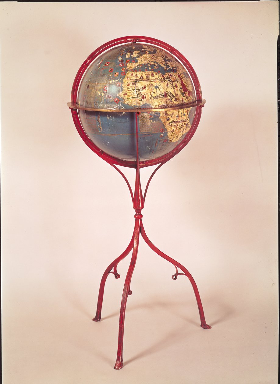 Terrestrial Globe, som visar Indiska oceanen, tillverkad i Nürnberg, 1492 (se även 158163 och 158166) av Martin Behaim