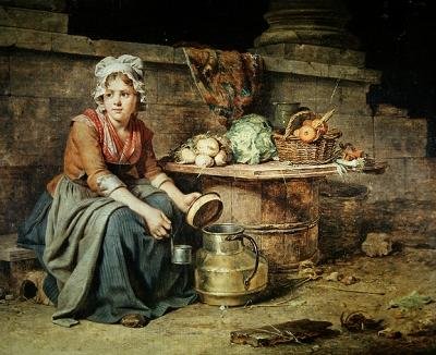 The Little Milk seller (olja på ekpanel) av Michel Martin Drolling