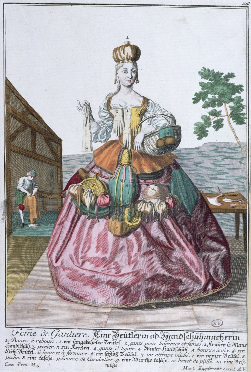 Handskmakarens fru, ca 1735 (färgstick) av Martin Engelbrecht