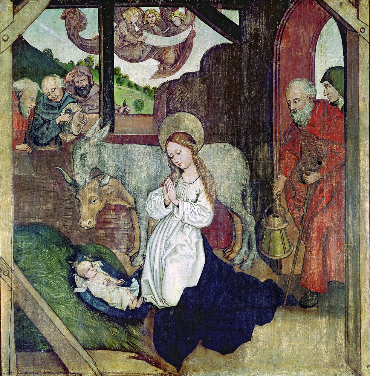 Födelsekyrkan, från dominikanernas altartavla, c.1470-80 av Martin Schongauer