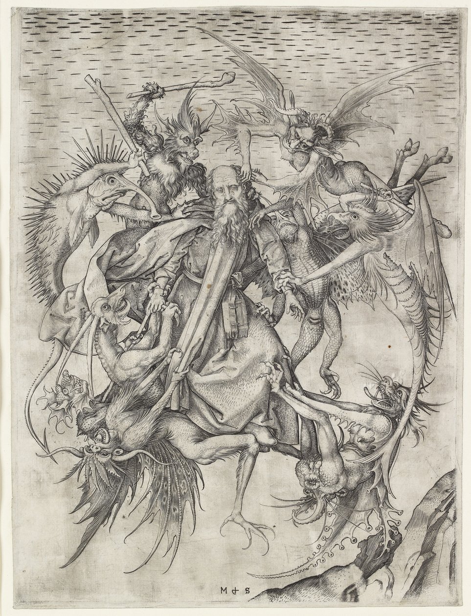 St Anthonys vedermödor av Martin Schongauer