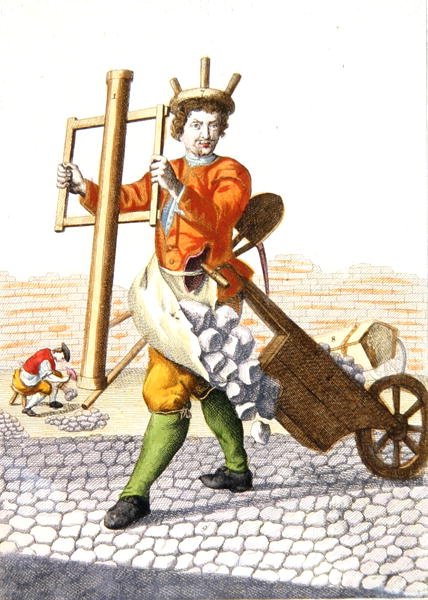 En stenläggare (färg litho) av Martin Engelbrecht