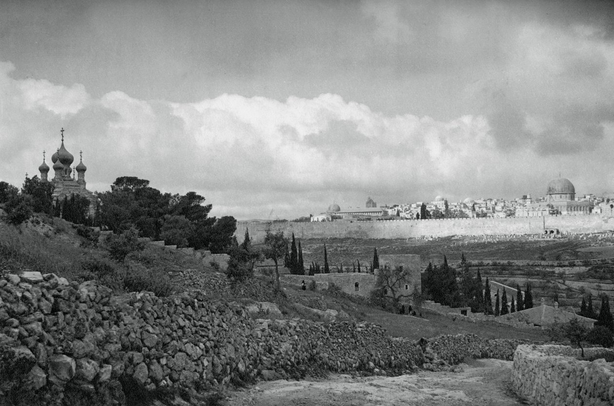 Jerusalem och Getsemane trädgård, 1937 av Martin Hurlimann