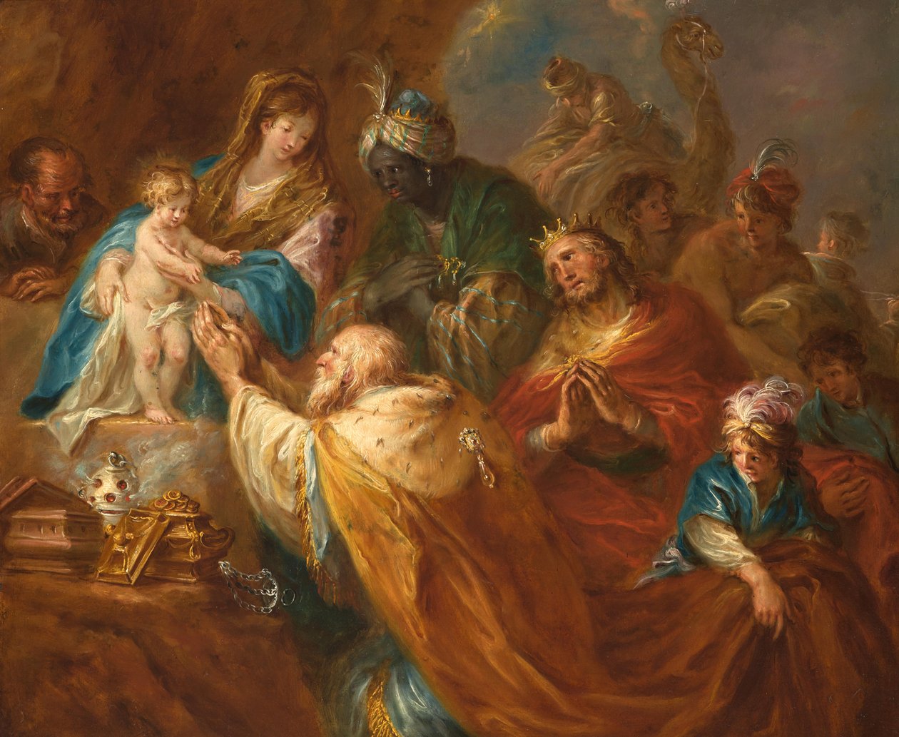 Tillbedjan av de tre vise männen av Martin Johann Schmidt