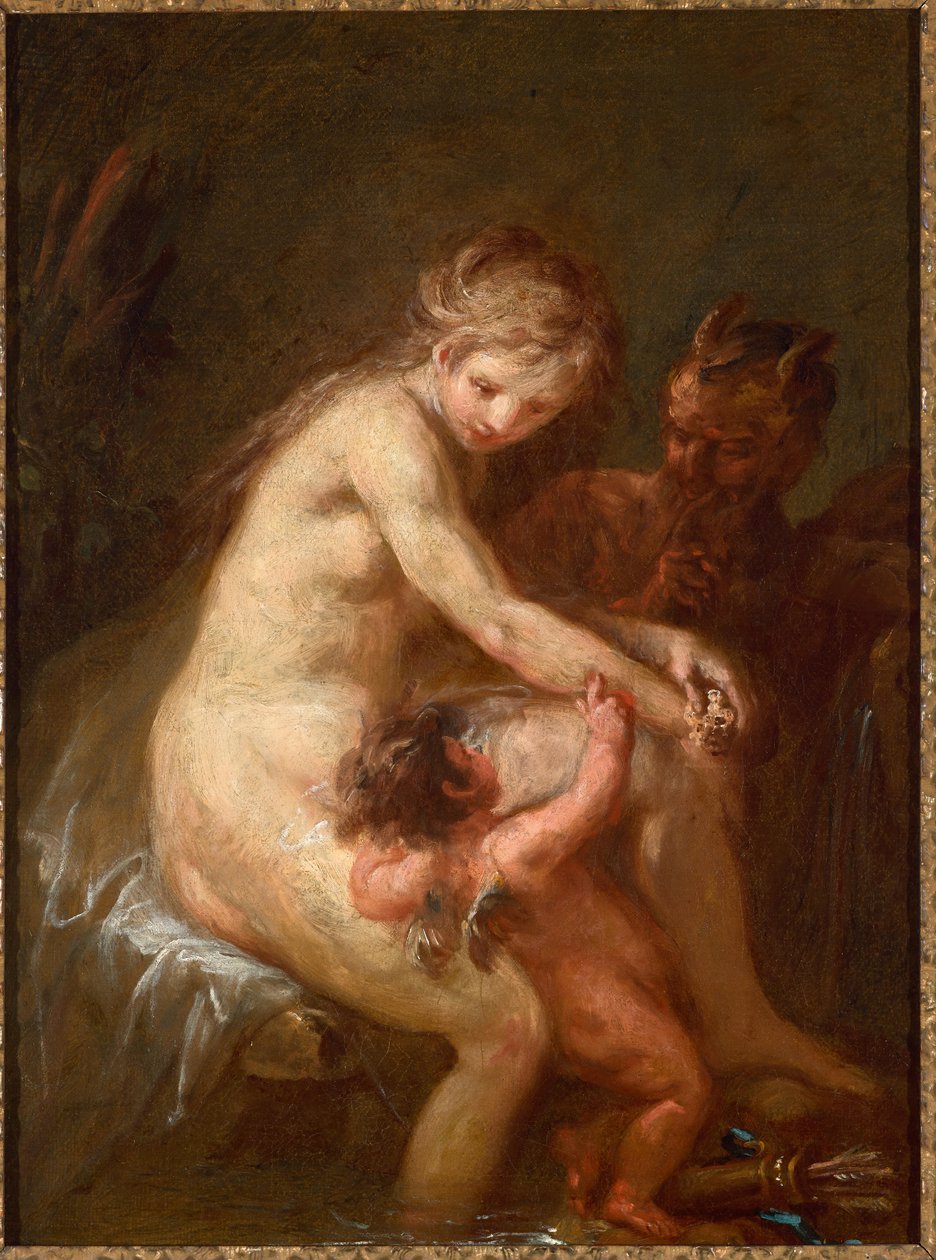 Nymf och faun med Amor av Martin Johann Schmidt