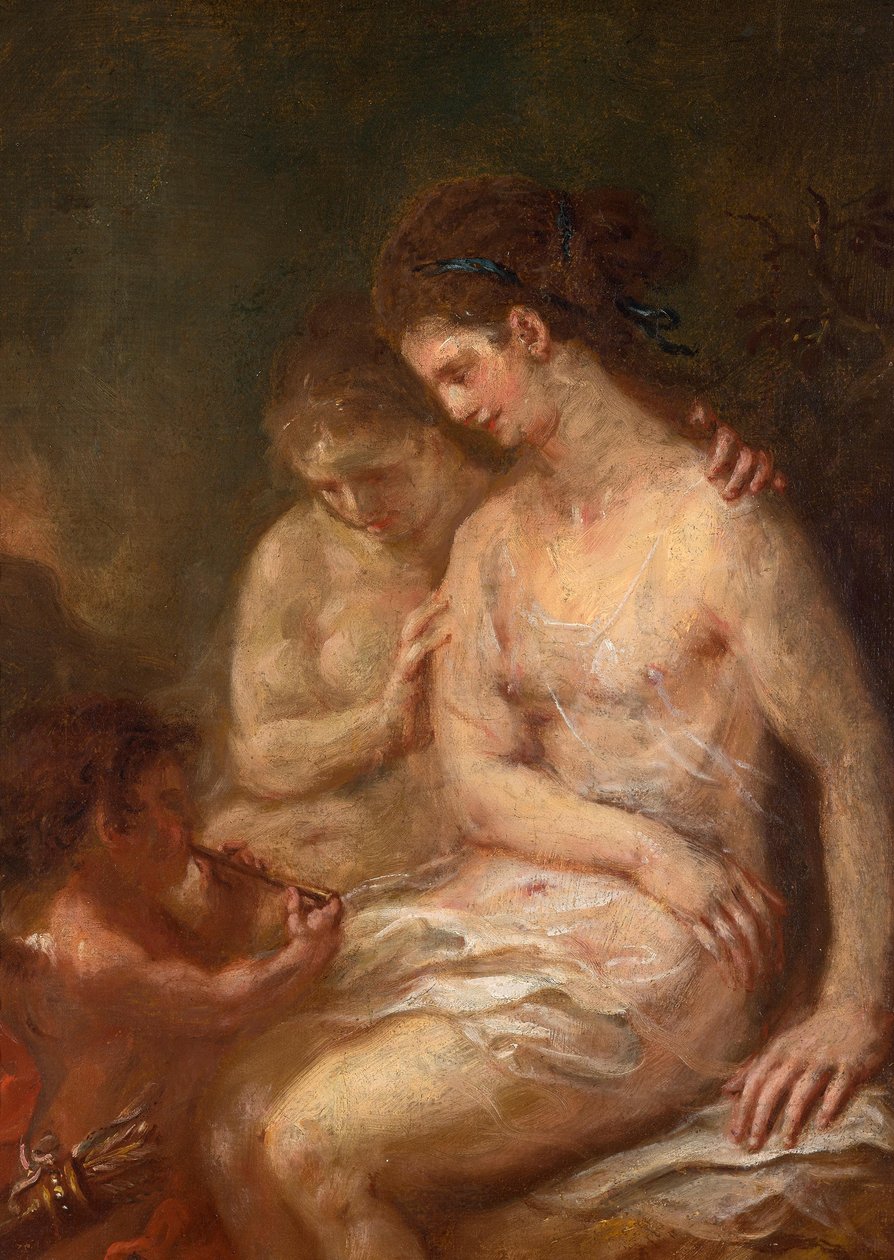 Två nymfer med Amor av Martin Johann Schmidt