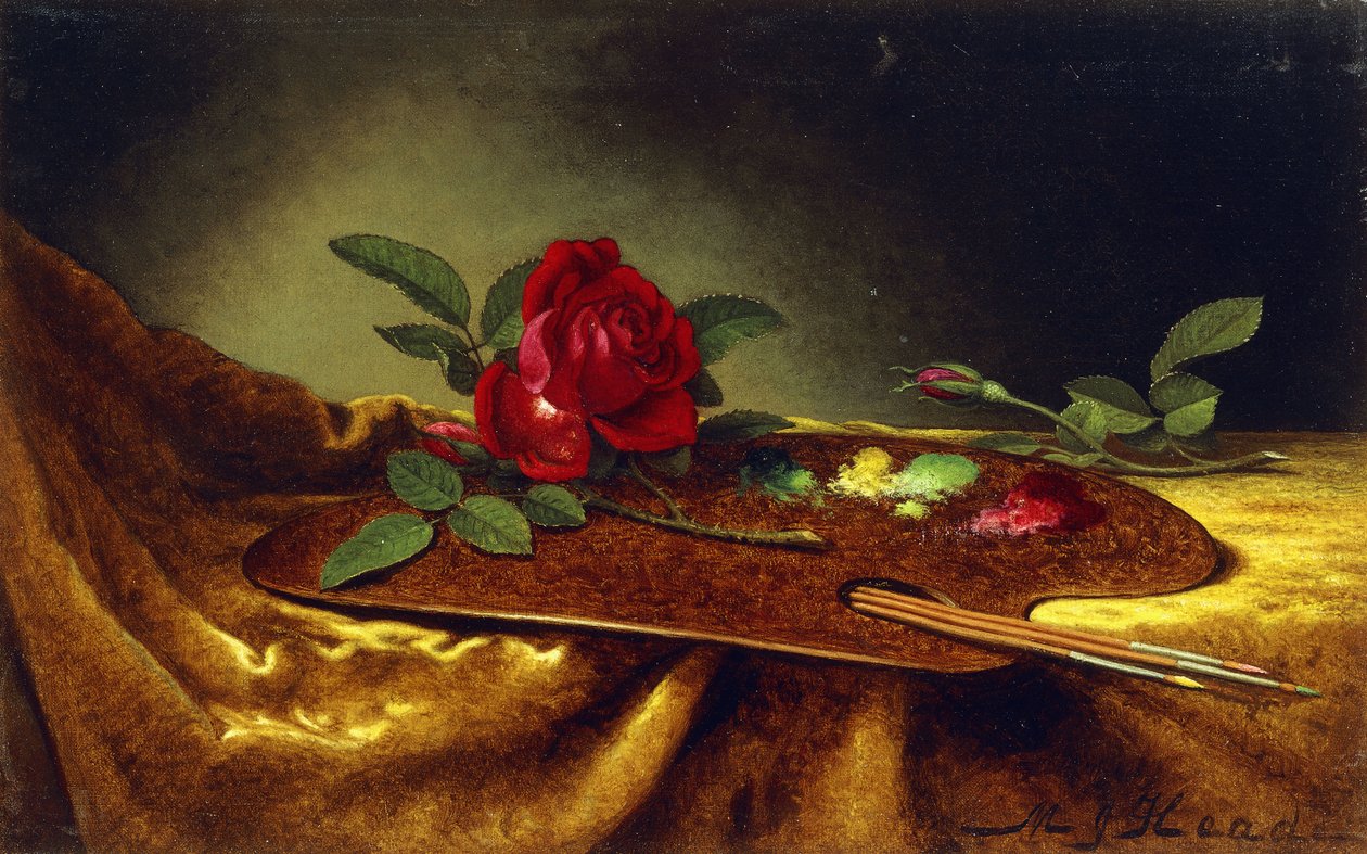 Rosor på en palett, 1880-talet av Martin Johnson Heade