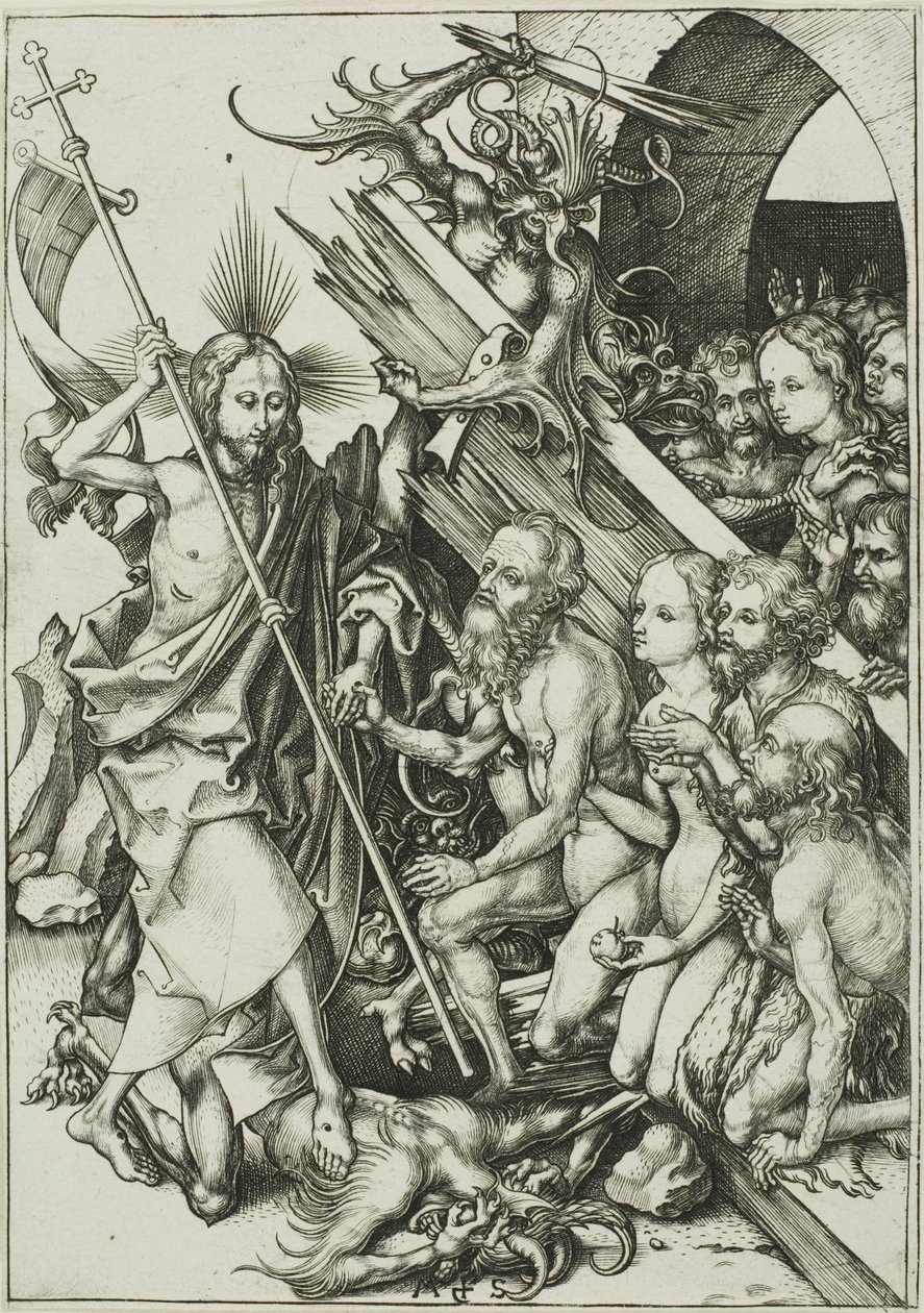 Kristus i limbo, från The Passion av Martin Schongauer