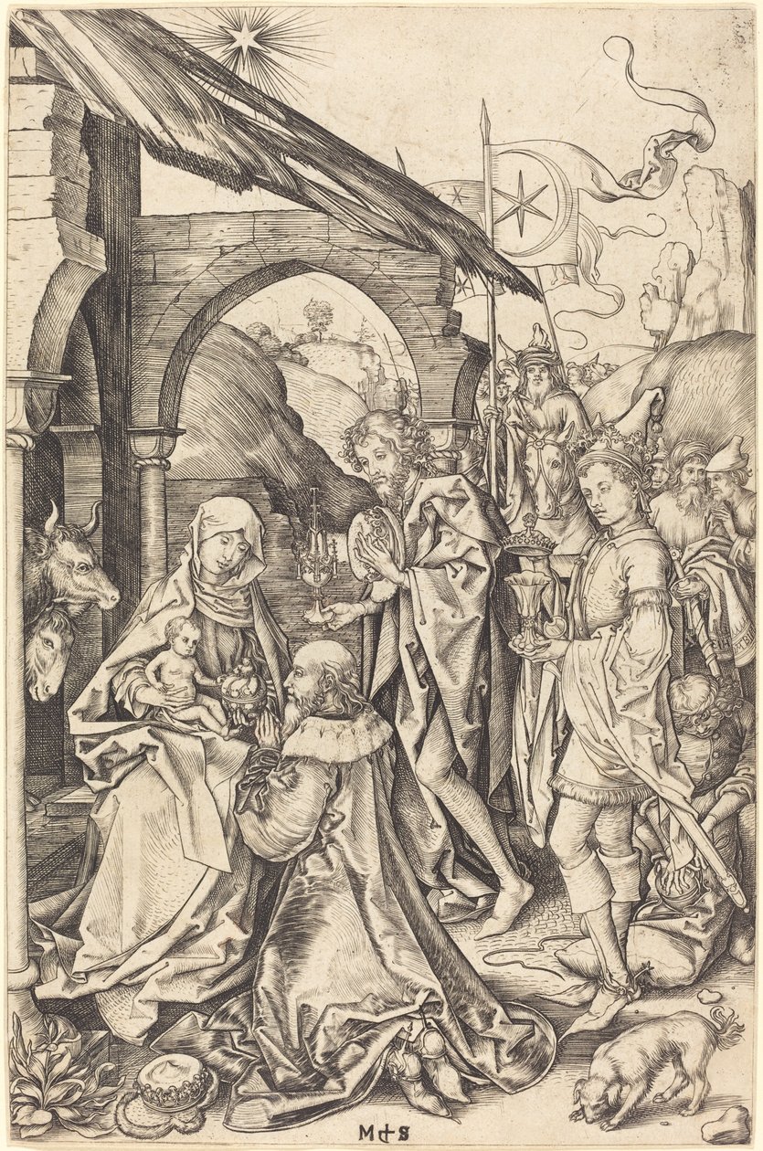 Tillbedjan av Magi av Martin Schongauer