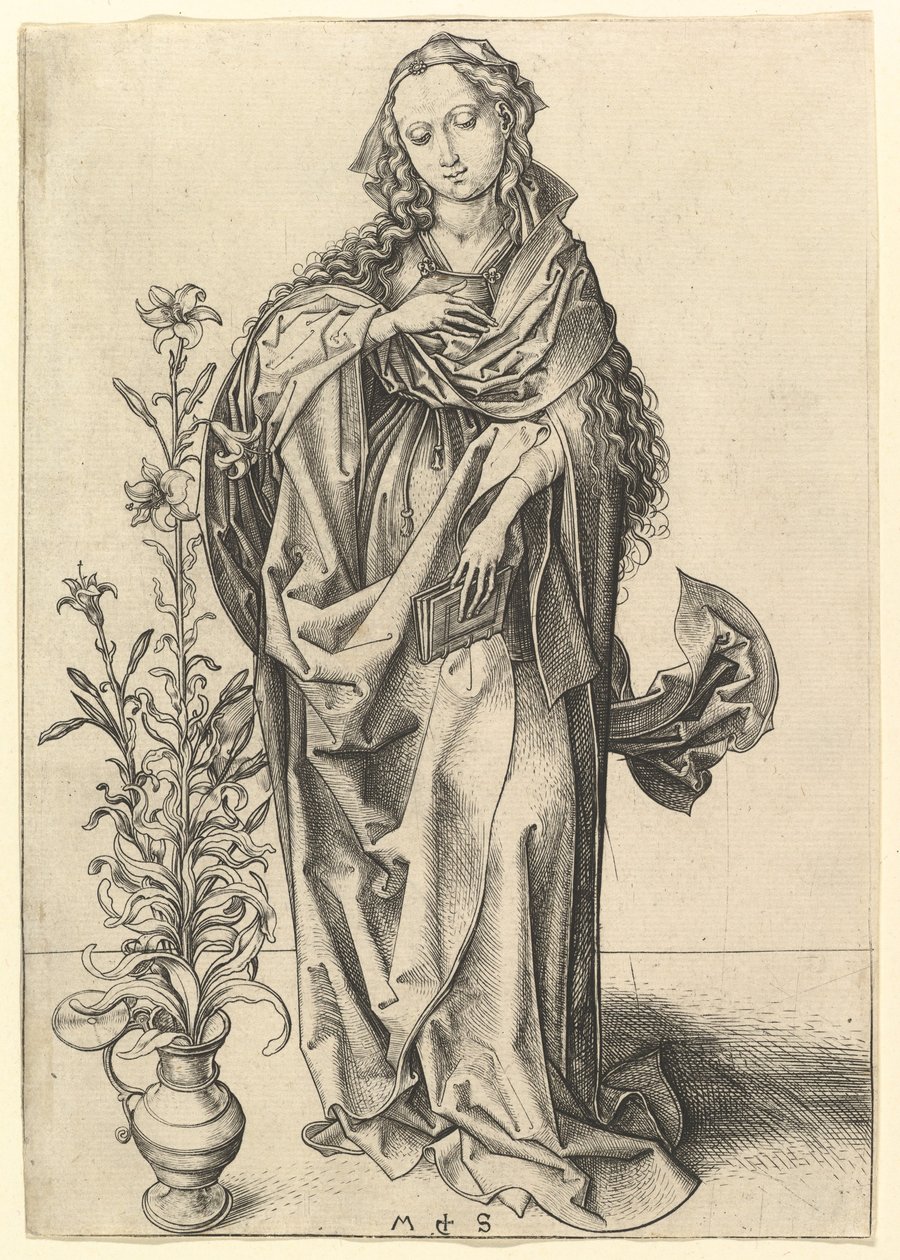 Bebådelsen: Jungfrun, ca. 1435-1491. av Martin Schongauer